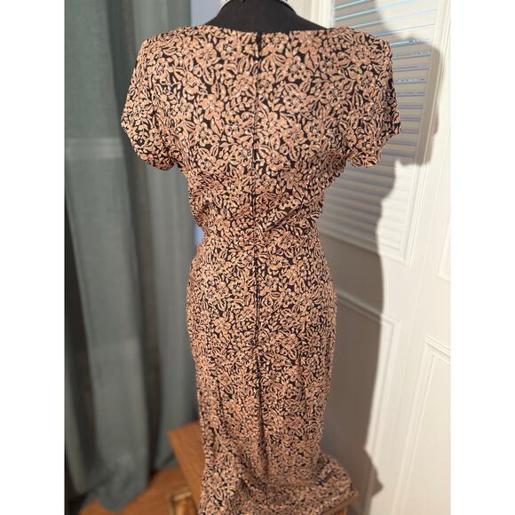 JESSICA HOWARD VINTAGE Tie Wrap Drape Midi Dress W Front Slit - Picture 2 of 9